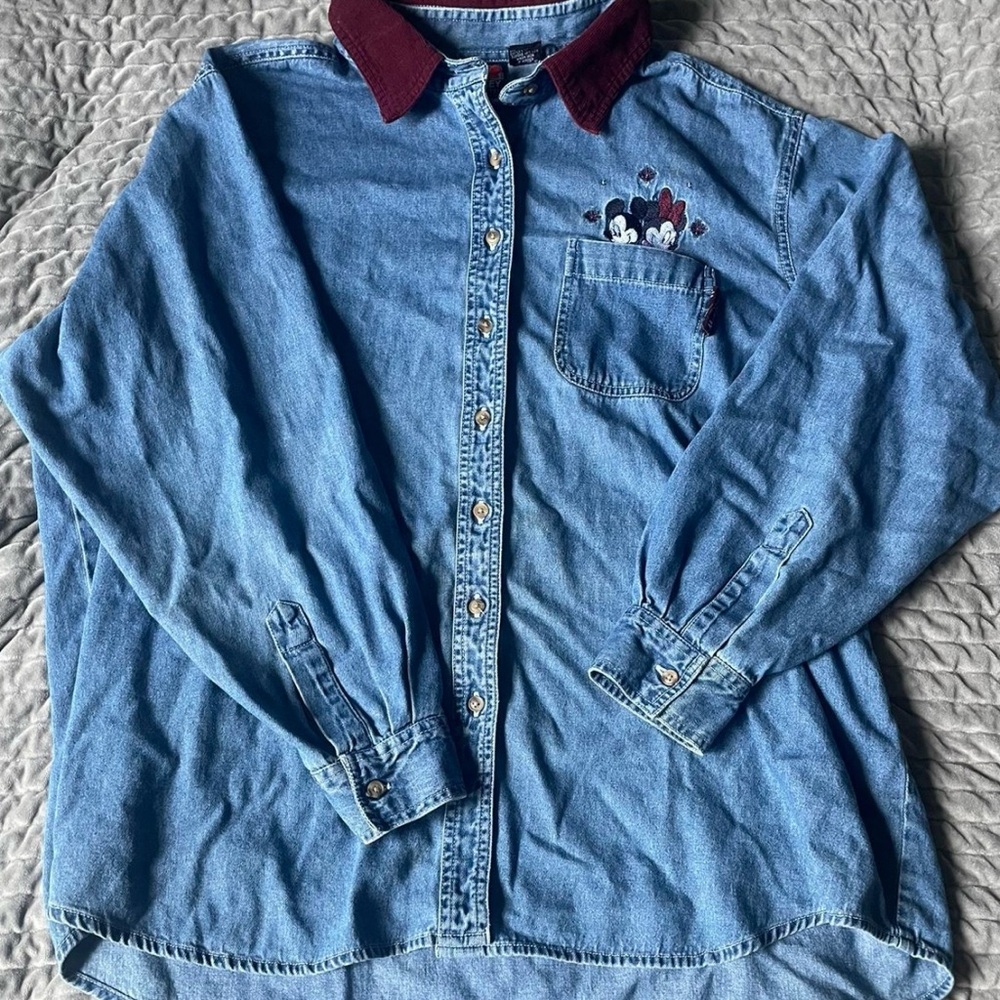 Denim Mickey Unlimited Jacket with Embroidered Mickey and Minnie Mouse Pocket